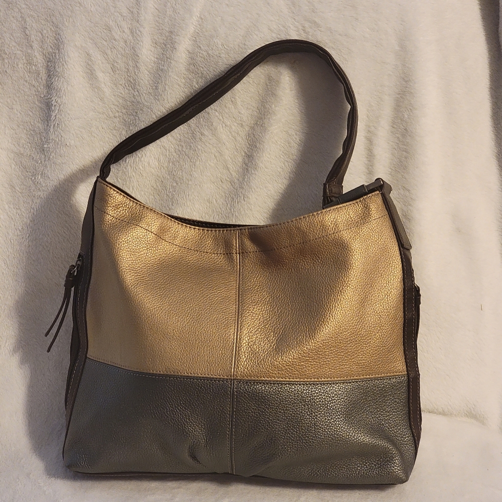 Tignanello Metallic Color Block Snap Closure Purse - image 1